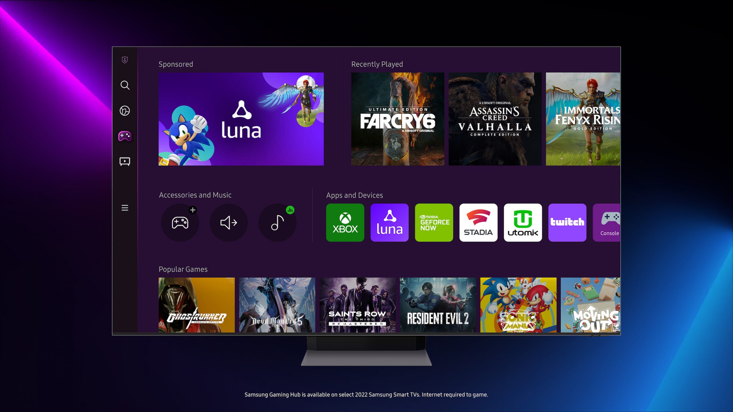 SAMSUNG AND AMAZON TEAM UP TO BRING AMAZON LUNA TO GAMING HUB, NOW AVAILABLE ON 2022 SMART TVS AND SMART MONITOR SERIES
