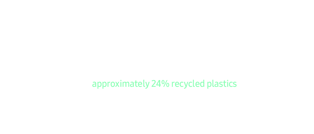 Samsung Electronics incorporated recycled ocean-bound plastics in the SolarCell Remote control brackets of 2023 lifestyle products, following the 2022 ViewFinity Monitor. In addition, the 2023 SolarCell Remote cover is made from approximately 24% recycled plastics.* Percentage of total weight of power supply board accessories