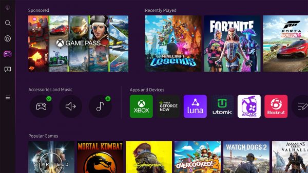 Game options in Samsung Gaming Hub with Antstream and Blacknut