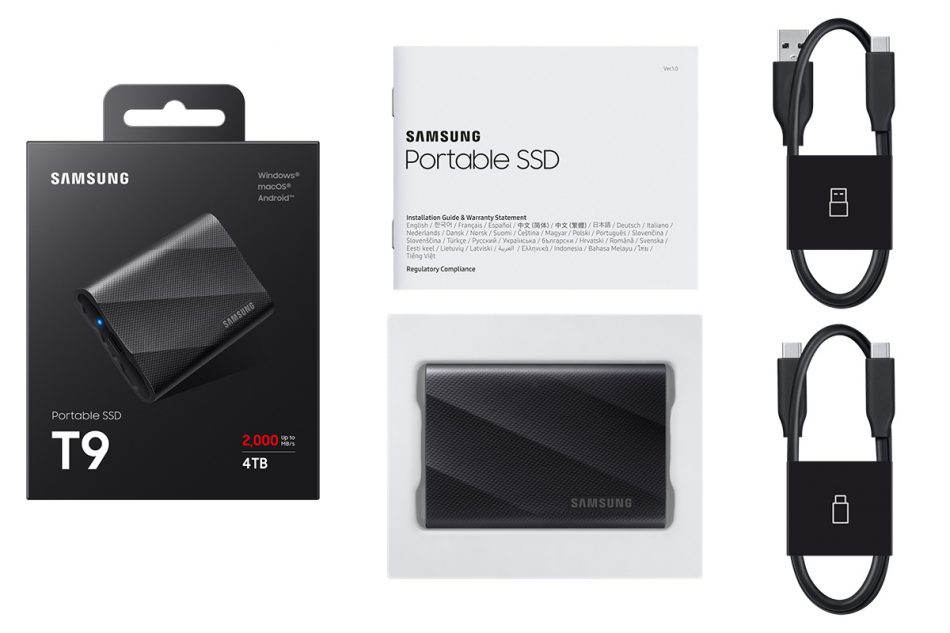 Samsung Portable SSD T9 with connectors