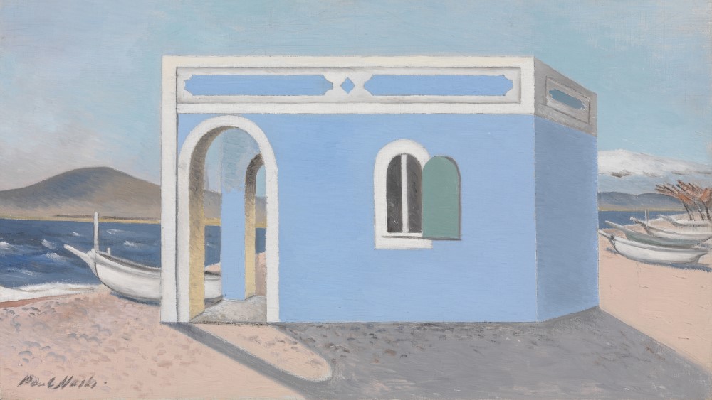 Casa azul en la orilla, de Paul Nash