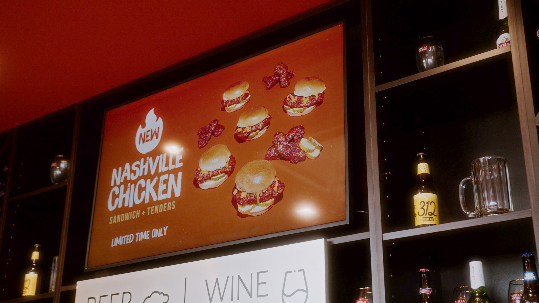 Samsung Display showing a picture of Nashville Chicken at Buona Beef restaurant